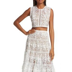 BRONX & BANKO Sheer Embroidery 2 Piece Skirt and Top Set